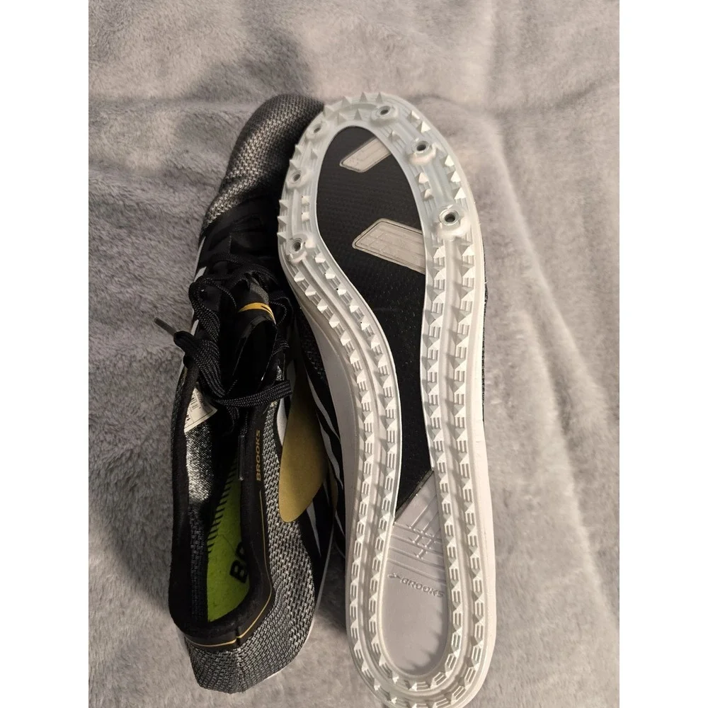 Brooks Speed Sprint Track Spikes Men's 14 Black Gold White Racing Shoes New...